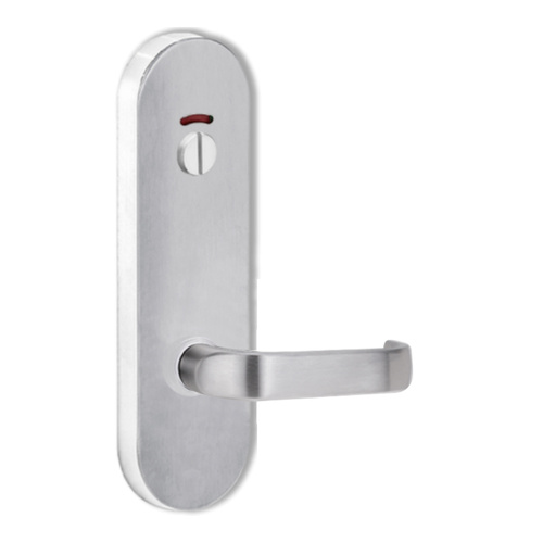 Lockwood Door Handle Round End Plate With Privacy Indicator Emergency Turn 74 Lever Satin Chrome