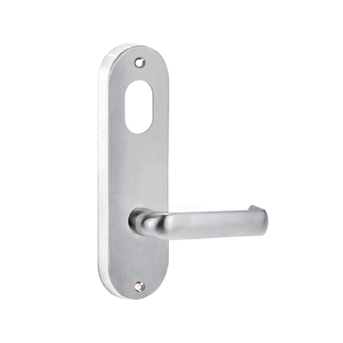 Lockwood Door Handle Round End Plate With Cylinder Hole & 77 Lever Satin Chrome 2901/77SC