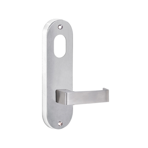 Lockwood Door Handle Round End Plate With Cylinder Hole & 90 Lever Satin Chrome 2901/90SC