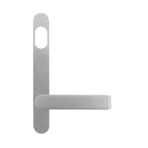 Lockwood 5801 Round End Plate with Cylinder Hole and 59 Lever Satin Chrome 5801-59SC