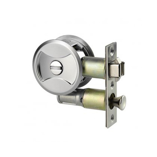 Lockwood Round Cavity Sliding Door Privacy Set Satin Chrome Pearl 7400SPDP