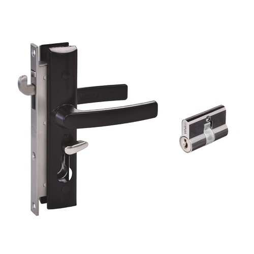 Lockwood Security Screen Door Lock Black w/ Cylinder 8654BLKC
