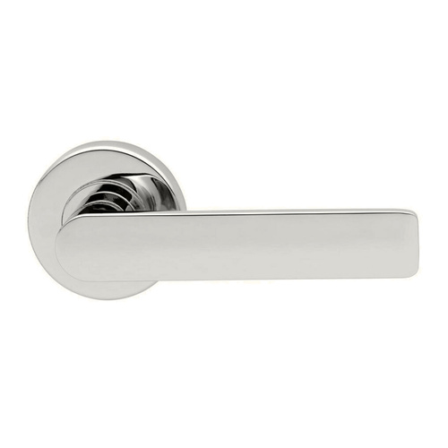 Lockwood Velocity Door Lever Handle on Round Rose Passage Set 55mm Satin Chrome VSR1/L3SC