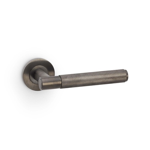 Alexander and Wilks Knurled Spitfire Door Lever on Round Rose Dark Bronze PVD AW220DBZPVD