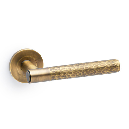 Alexander and Wilks Hammered Spitfire Lever on Round Rose Italian Brass AW223IB