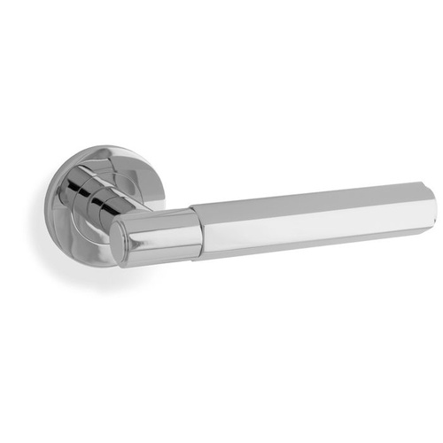 Alexander and Wilks Hex Spitfire Door Lever on Round Rose Polished Chrome AW224PC