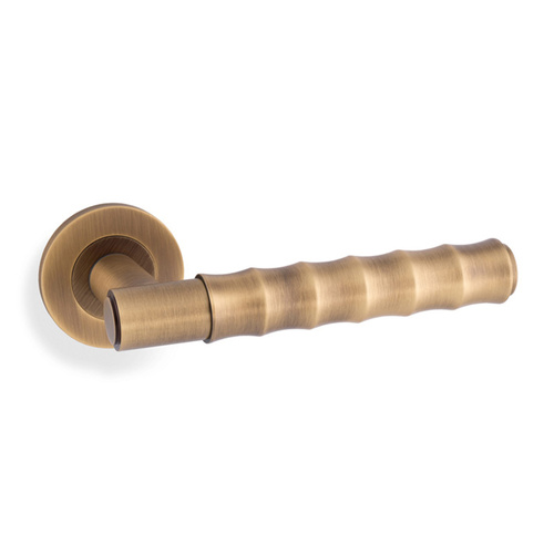 Alexander and Wilks Bamboo Spitfire Lever on Round Rose Antique Brass AW225AB