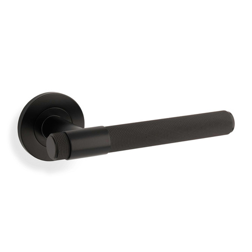 Alexander and Wilks Knurled Kingston Lever on Round Rose Matt Black AW240BL