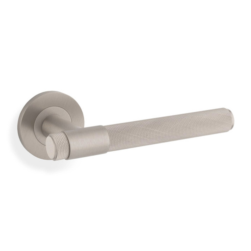 Alexander and Wilks Knurled Kingston Lever on Round Rose Satin Nickel PVD AW240SNPVD