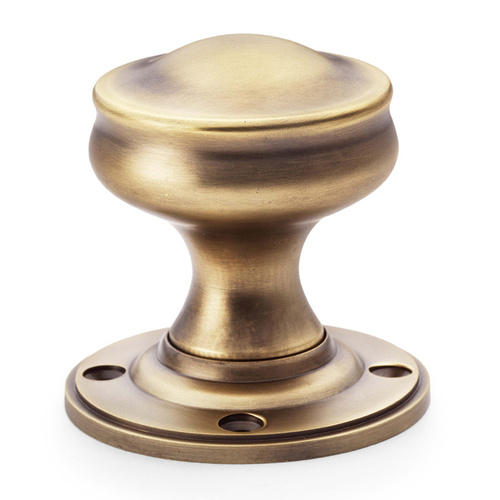 Alexander and Wilks Harris Mortice Door Knob Pair Antique Brass AW301-50-AB