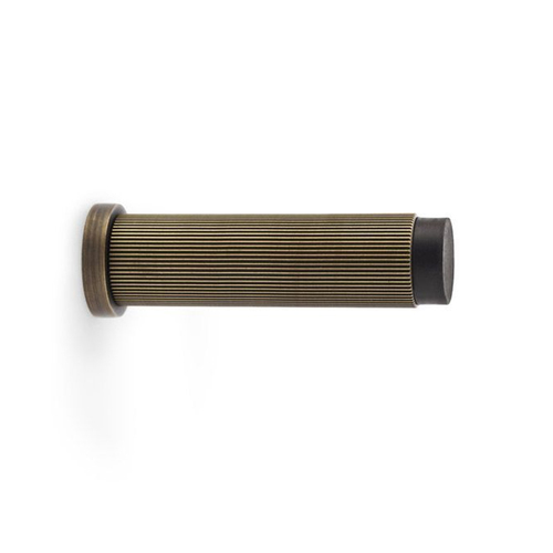 Alexander and Wilks Reeded Projection Cylinder Door Stop 75mm Antique Brass AW602-75-AB