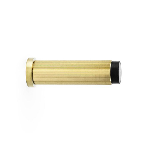 Alexander and Wilks Reeded Projection Cylinder Door Stop 75mm Satin Brass PVD AW602-75-SBPVD