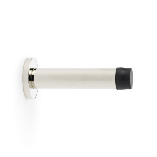 Alexander and Wilks Cylinder Projection Door Stop on Rose 80mm Polished Nickel AW616PN