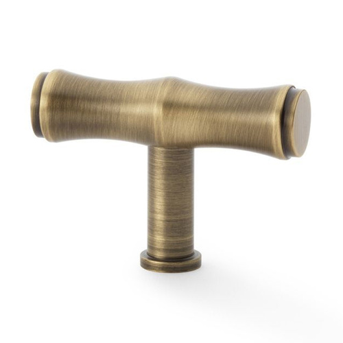 Alexander and Wilks Crispin Bamboo T-Bar Cupboard Knob 55mm Antique Brass AW801B-55-AB