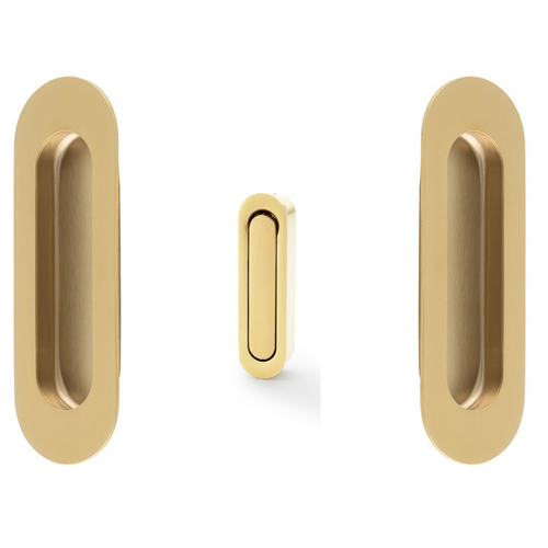 Alexander and Wilks Oval Style Flush Pull Kit Satin Brass PVD AW991SBPVDKIT