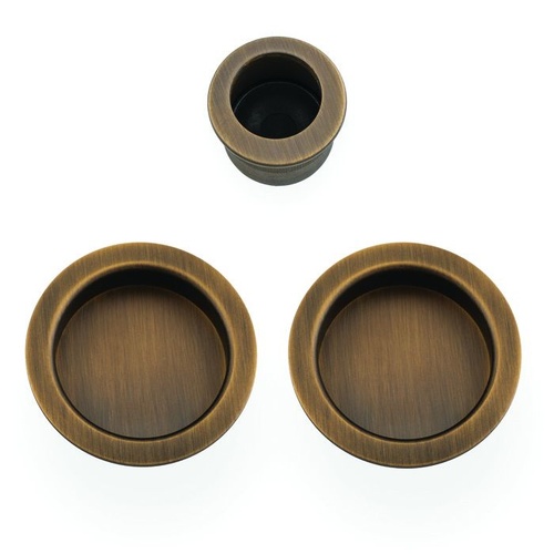 Alexander and Wilks Sliding Door Pull Kit Round Antique Brass AW994AB