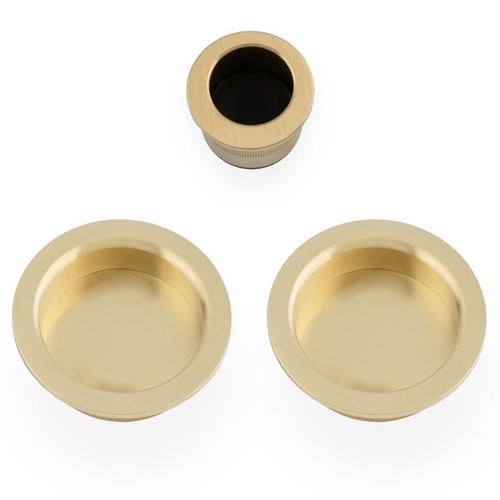 Alexander and Wilks Sliding Door Pull Kit Round Satin Brass PVD AW994SBPVD