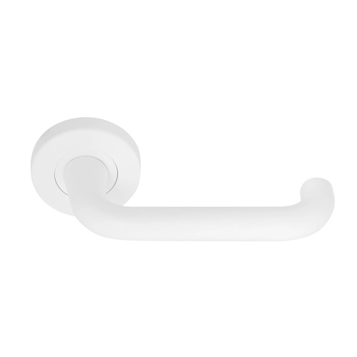 Barben Hampton Door Lever Handle on Round Rose Passage Matt White BA-L81-MW