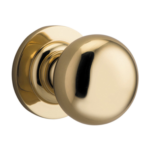 Restocking Soon: ETA Mid August - Iver Cambridge Door Knob on Round Rose Polished Brass 0200