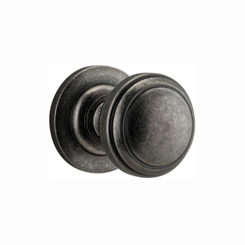 Iver Paddington Door Knob on Round Rose Distressed Nickel 0217