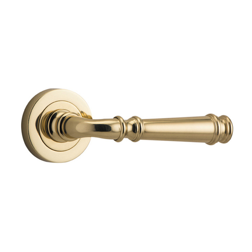 Iver Verona Door Lever Handle on Round Rose Polished Brass 0310