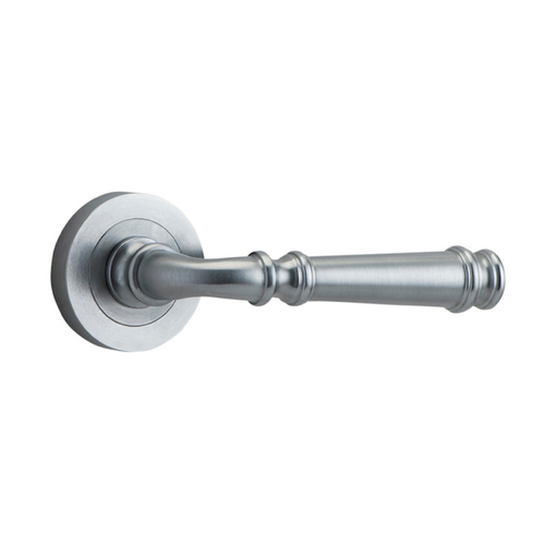 Iver Verona Door Lever Handle on Round Rose Brushed Chrome 0315