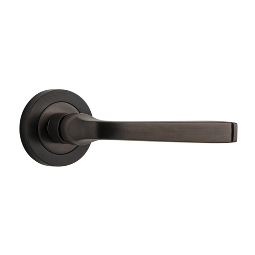 Iver Annecy Door Lever Handle on Round Rose Signature Brass 0321
