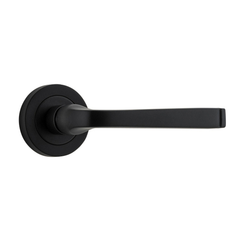 Iver Annecy Door Lever Handle on Round Rose Matt Black 0323