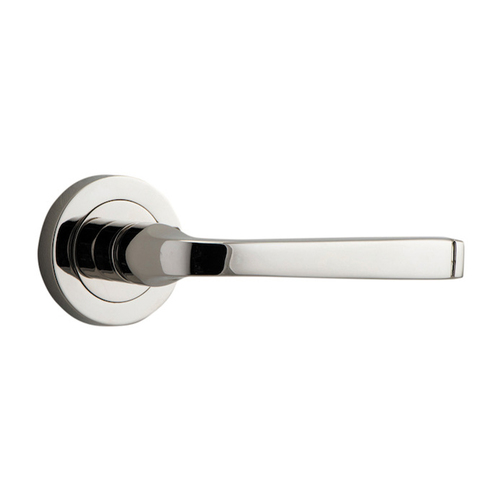 Iver Annecy Door Lever Handle on Round Rose Polished Nickel 0328