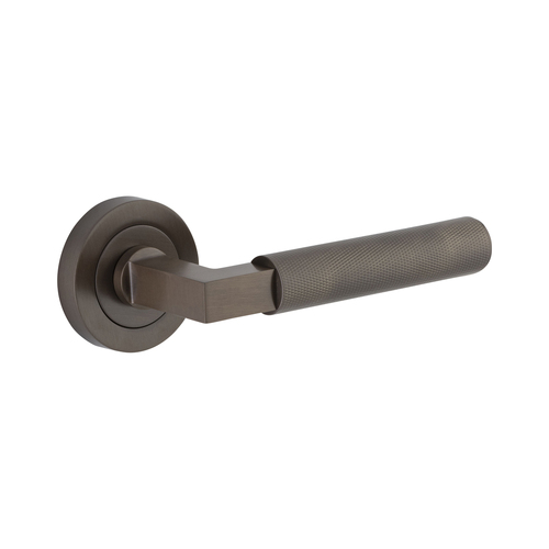 Iver Brunswick Door Lever Handle on Round Rose Passage Signature Brass 0351