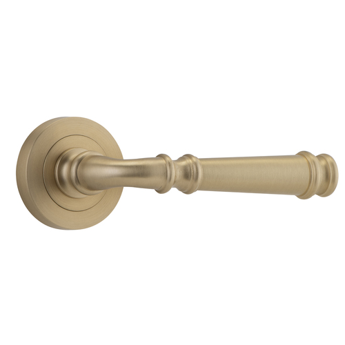 Out of Stock: ETA Mid April - Iver Verona Door Lever on Round Rose Brushed Brass 0602