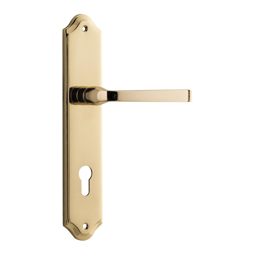 Out of Stock: ETA End September  - Iver Annecy Lever Handle on Shouldered Backplate Euro Polished Brass 10220E85