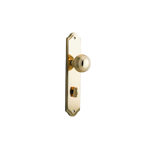 Iver Guildford Door Knob on Shouldered Backplate Privacy Polished Brass 10330P85