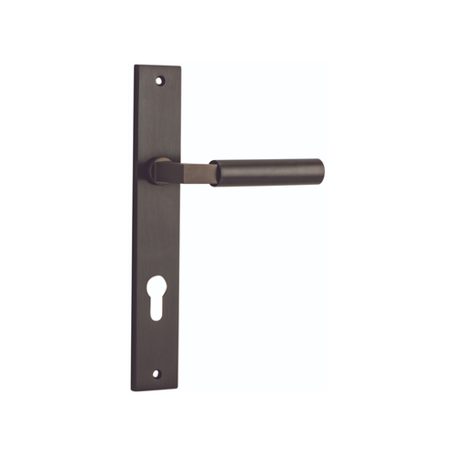 Iver Berlin Door Lever Handle on Rectangular Backplate Entrance Signature Brass 10750E85