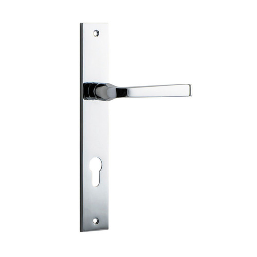 Iver Annecy Lever Handle on Rectangular Backplate Euro Chrome Plated 11708E85