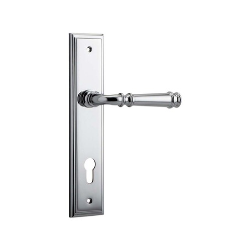 Iver Verona Door Lever Handle on Stepped Backplate Euro Chrome Plated 11742E85