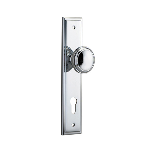Iver Paddington Door Knob on Stepped Backplate Euro Chrome Plated 11838E85