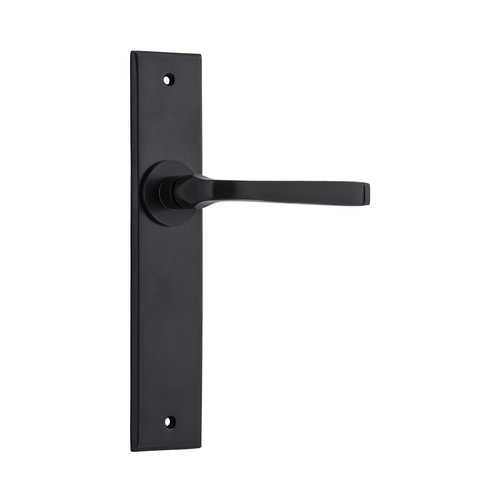 Iver Annecy Door Lever Handle on Chamfered Backplate Passage Matt Black 12788