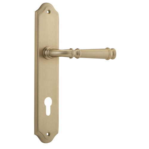 Iver Verona Door Lever on Shouldered Backplate Euro Brushed Brass 13218E85
