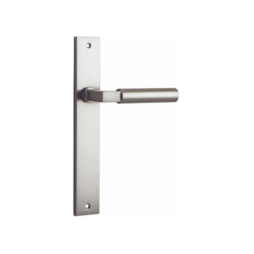 Iver Berlin Door Lever Handle on Rectangular Backplate Passage Satin Nickel 14750
