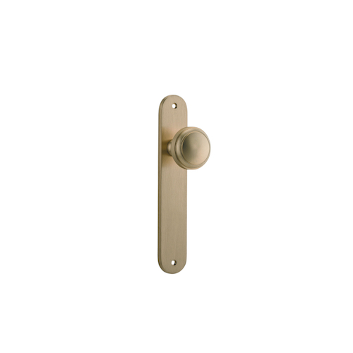 Out of Stock: ETA Mid July - Iver Paddington Door Knob on Oval Backplate Passage Brushed Brass 15332