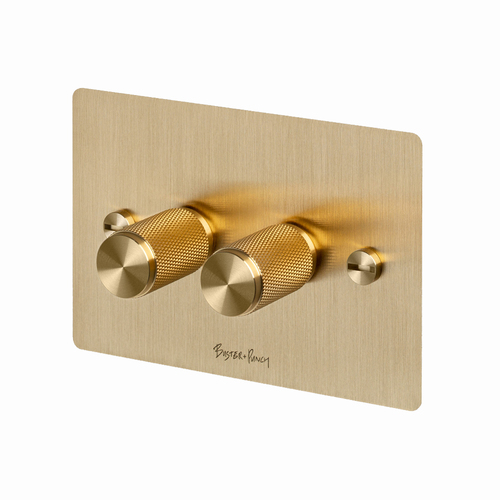 Buster and Punch 2G Dimmer Switch Diamond Cut Knurled Knob Brass ZDR-05449