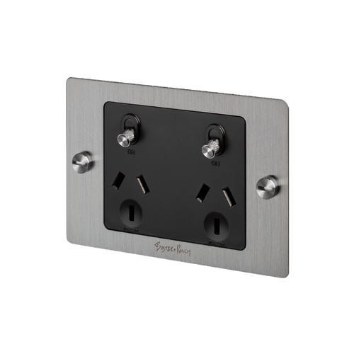 Buster and Punch 2G GPO Socket Outlet Steel ZSC-07455