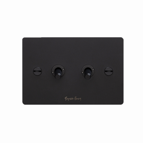 Buster and Punch 2G Toggle Switch Solid Metal Flat Plate Black ZTG-05428
