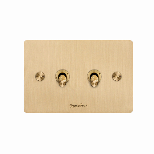Buster and Punch 2G Toggle Switch Solid Metal Flat Plate Brass ZTG-05429