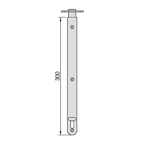 Brio Window Flush Bolt Long Satin Nickel 300x24mm 360LSN