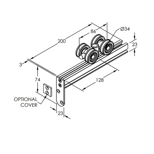 Brio 4 Wheel Timber Hanger Zero Clearance 180kg - Available in Chrome and Stainless Steel