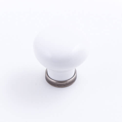Castella Heritage Manor Kitchen Knob 30mm White/Pewter 087.030.22