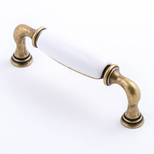 Castella Heritage Manor Kitchen Handle 96mm White/Antique Brass 087.096.21