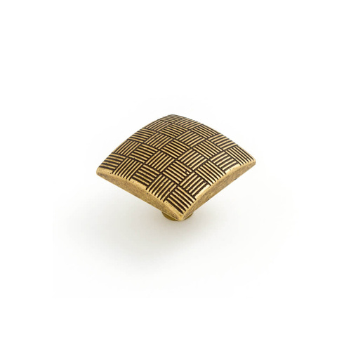 Castella Geometric Tesselate Cabinet Knob Antique Brass 34mm 752.034.03